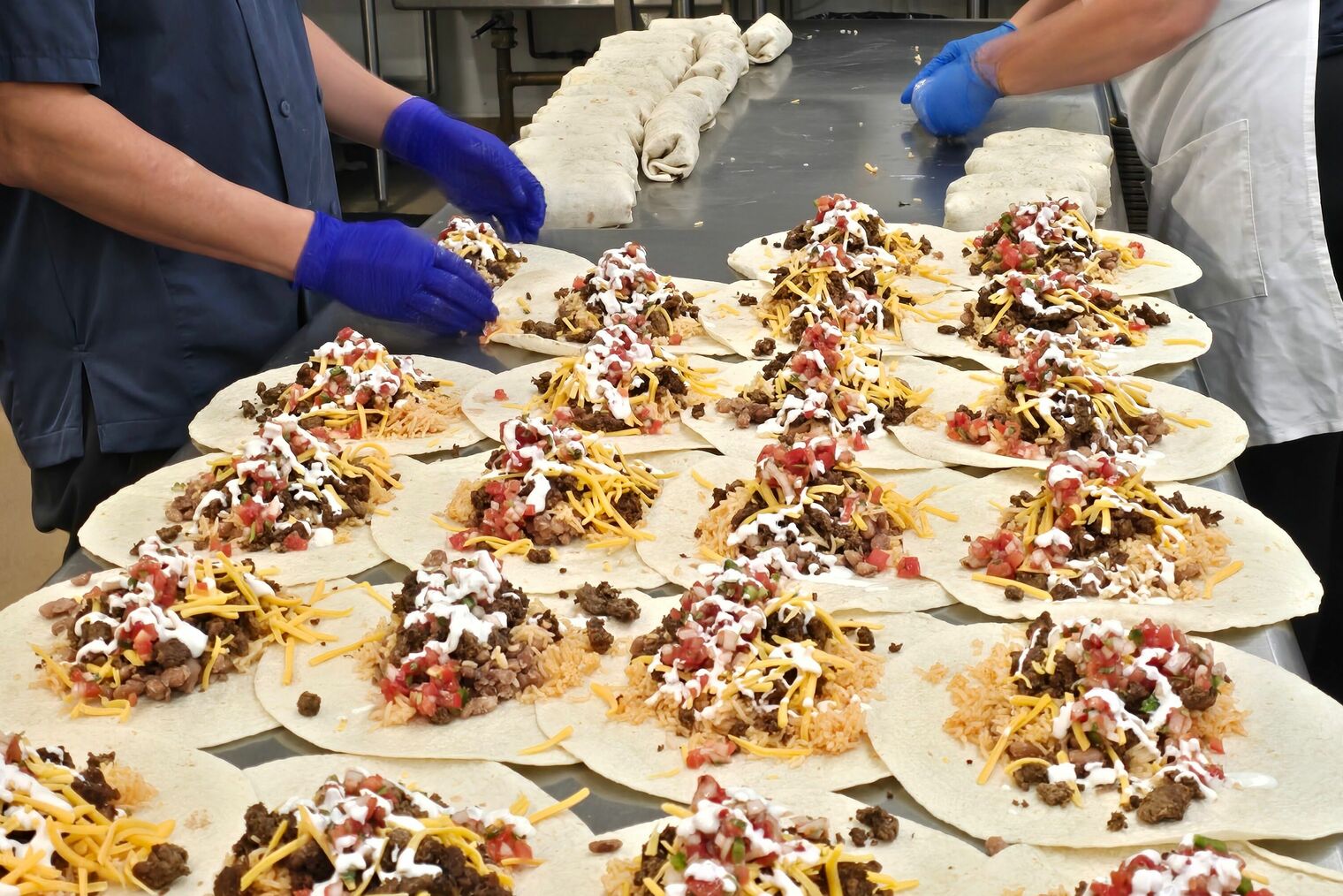 Photo of central kitchen folding burrittos