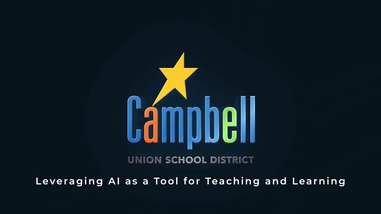 district logo with black background and title of video beneath it.