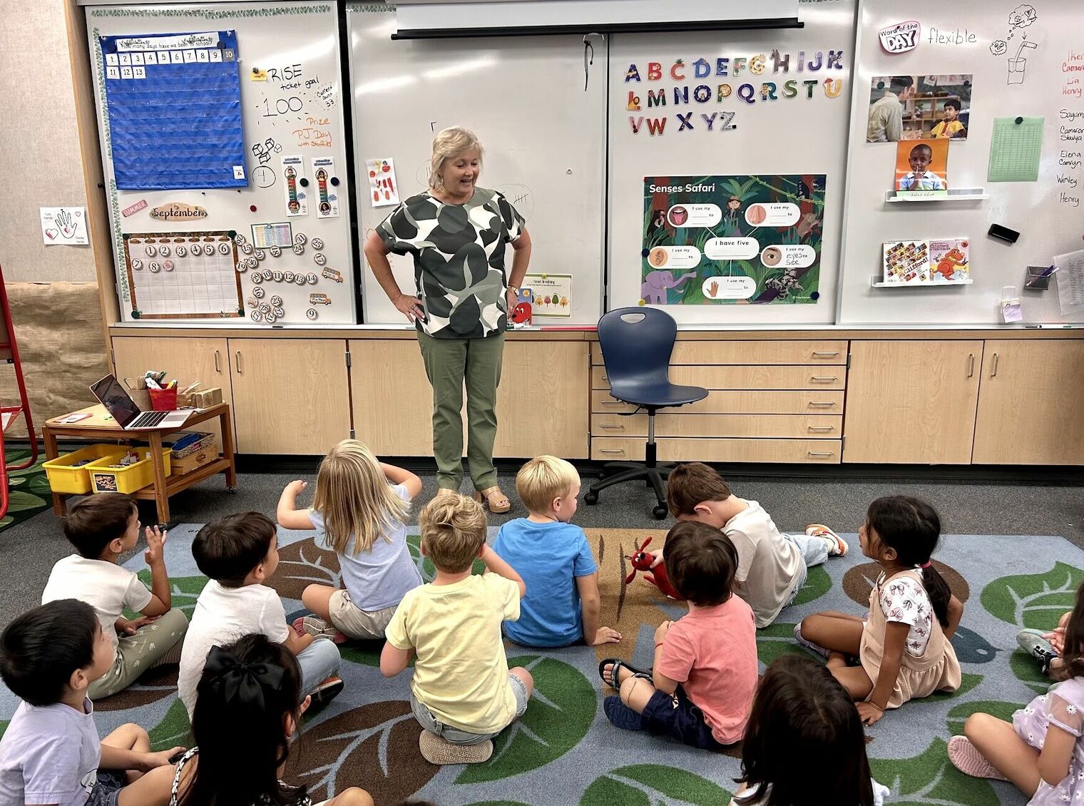 Superintendent Viramontez with a class of students