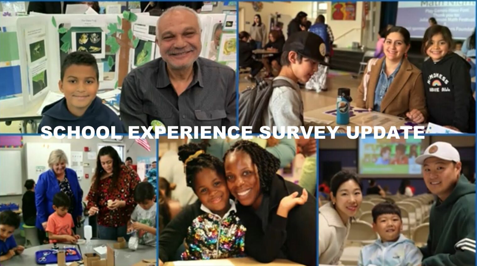 collage of students with parents at school activities