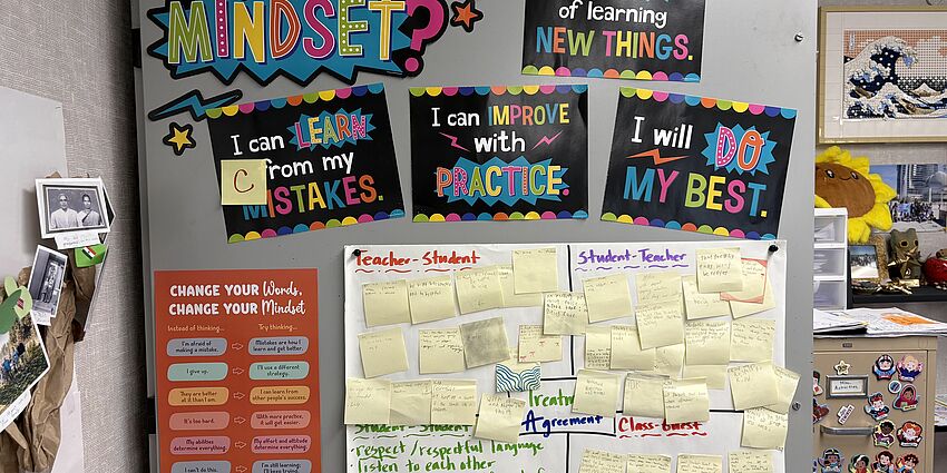 Photo of a CUSD classroom that has a positive and open mindset display.