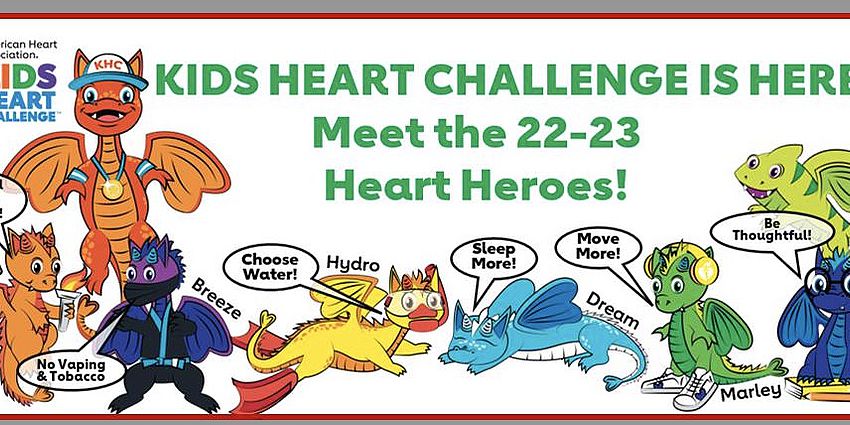 Kids Heart Challenge Characters with speech bubbles