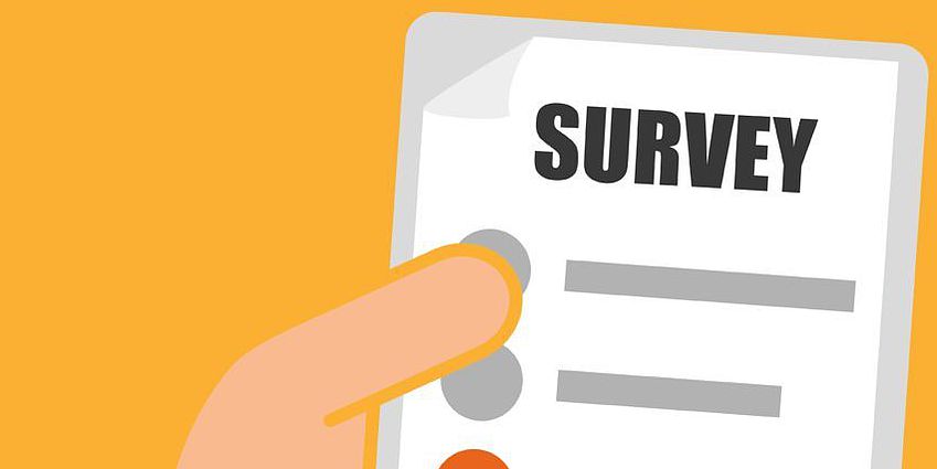 Picture of a person holding a survey