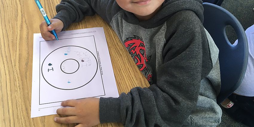 Student creating a circle map