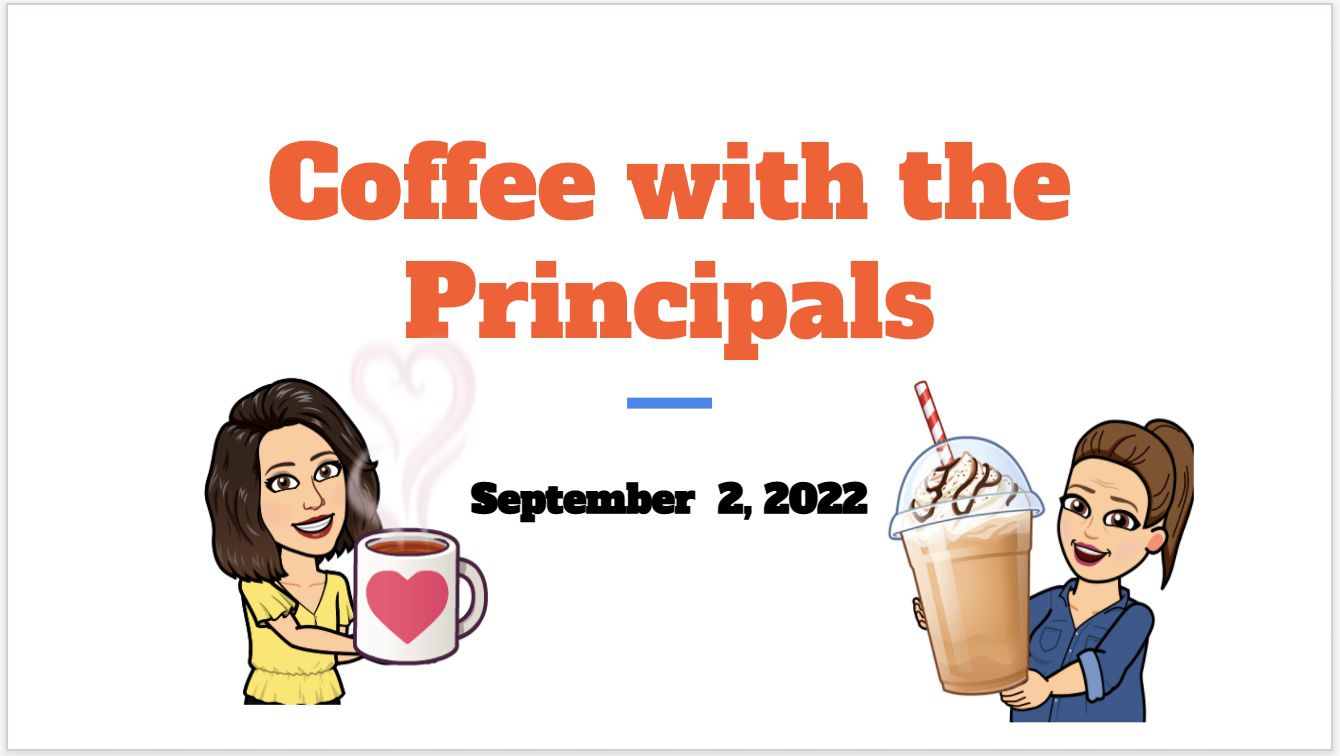 Bitmoji picture of the site  principals holding coffee drinks