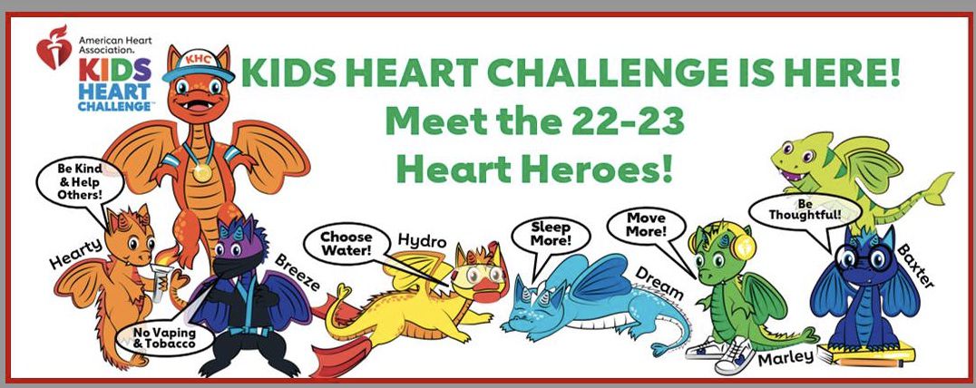 Kids Heart Challenge Characters with speech bubbles